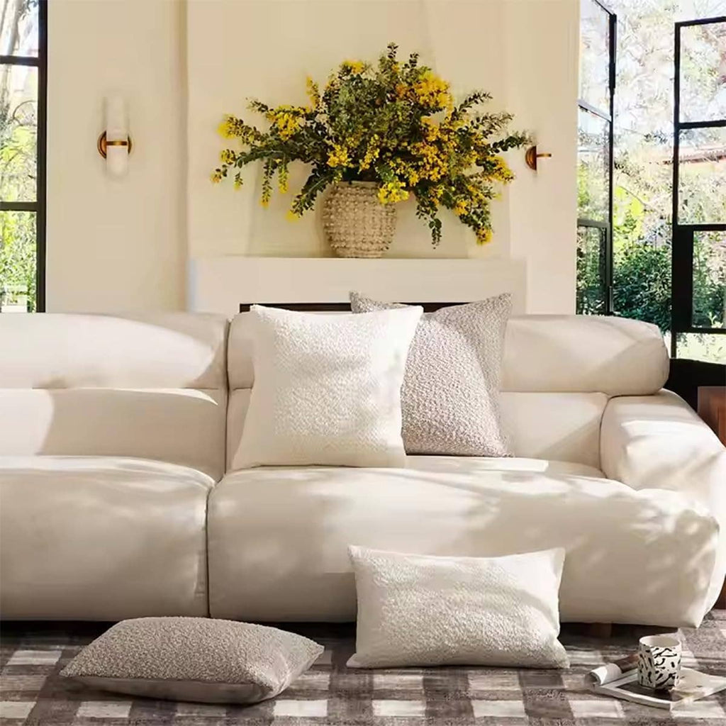 Brown Textured Bouclé-Style 12"x20" Throw Pillow