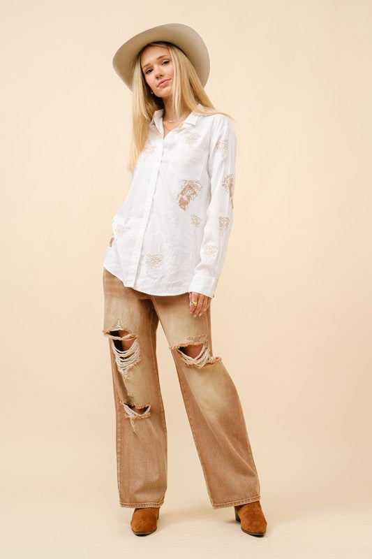 Be a Legend Western Embroidered Blouse