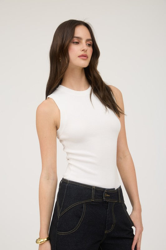 Round Neck Sweater Tank Top