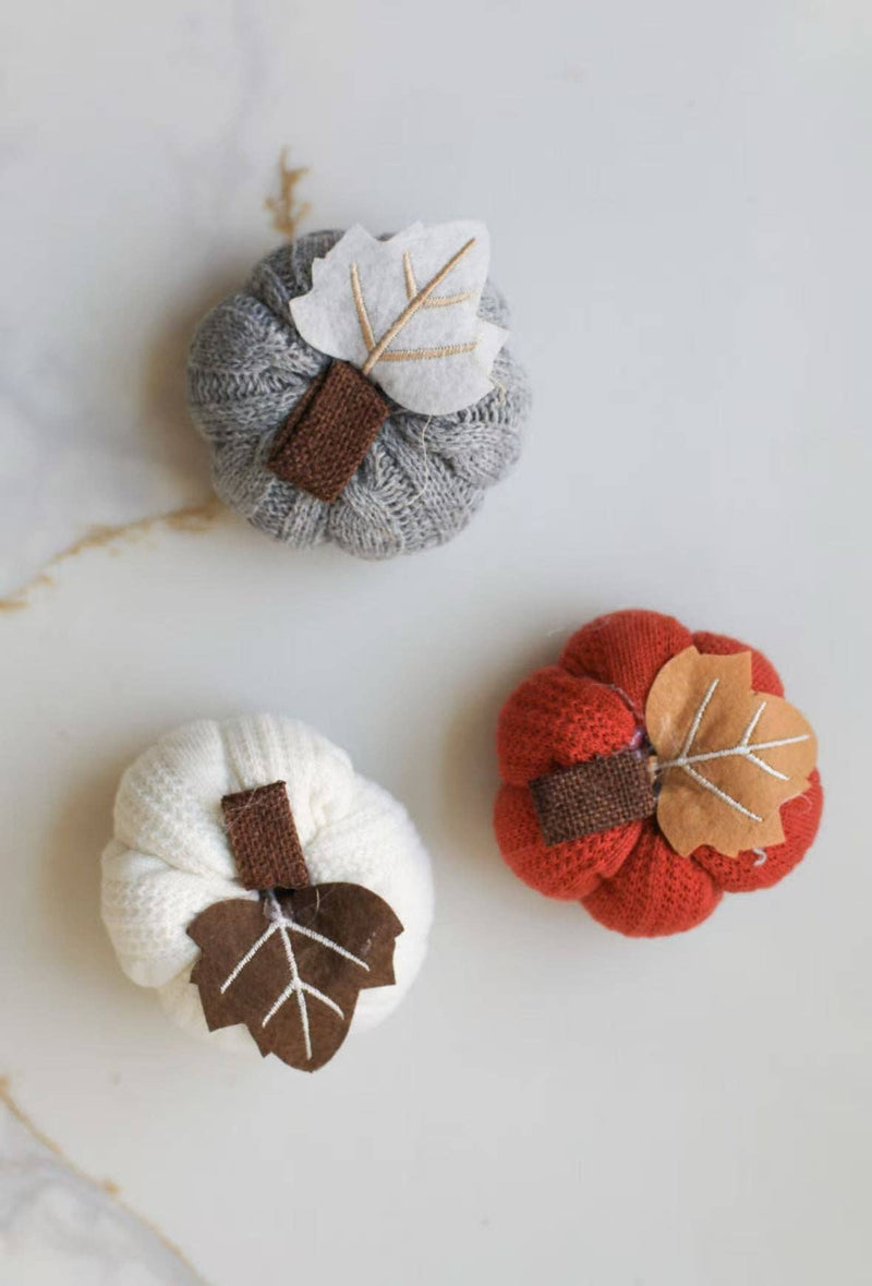 Mini Knit Pumpkins Fall Decorations