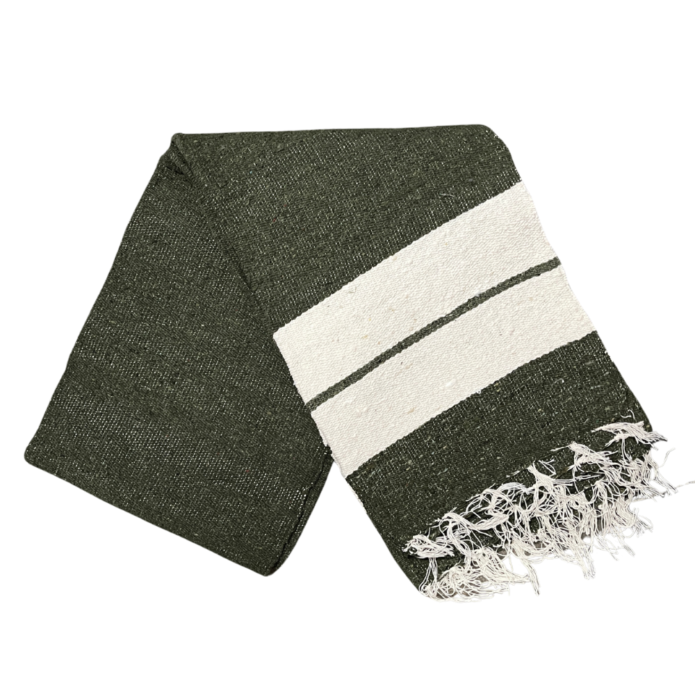 Authentic Mexican Blanket - Sage | Olive Green Baja Blanket