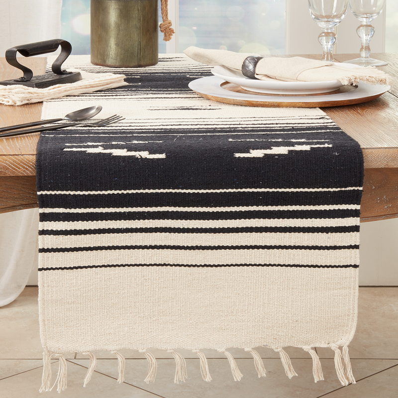Black & Natural Southwestern Table Runner
