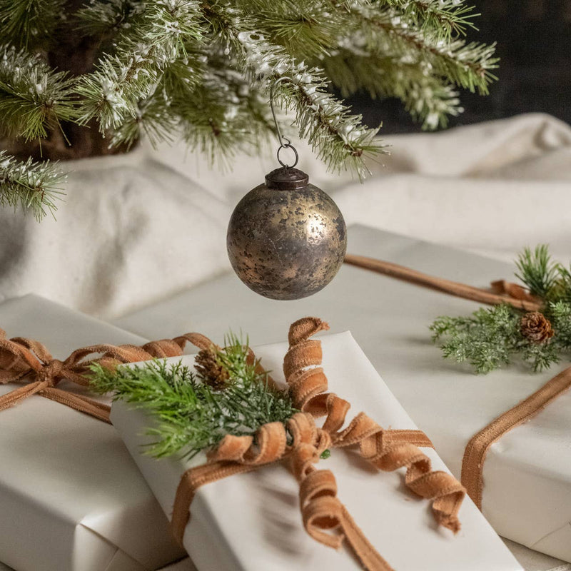 3" SILVER CRACKLE KUGEL ORNAMENT