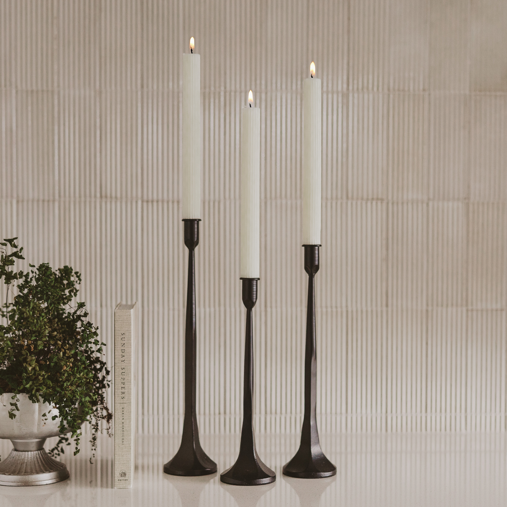 Cast Iron Taper Candle Holders, Set of 3 - Home Decor