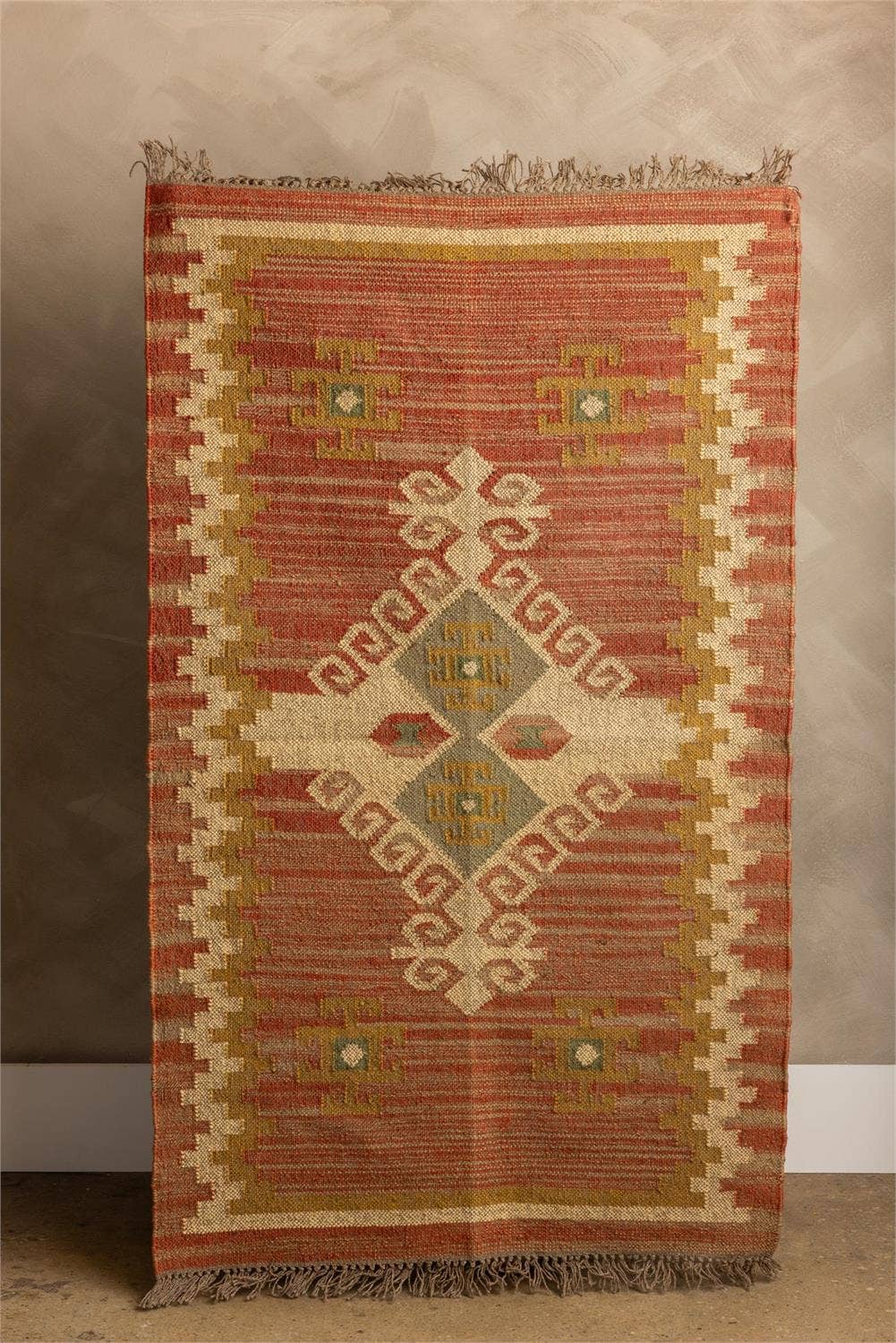 Kilim Dhurrie Rug Jute, Wool, 3' X 5'