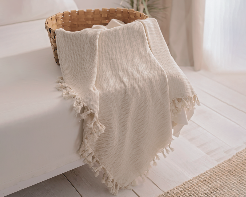 100% Cotton Black Throw Blanket