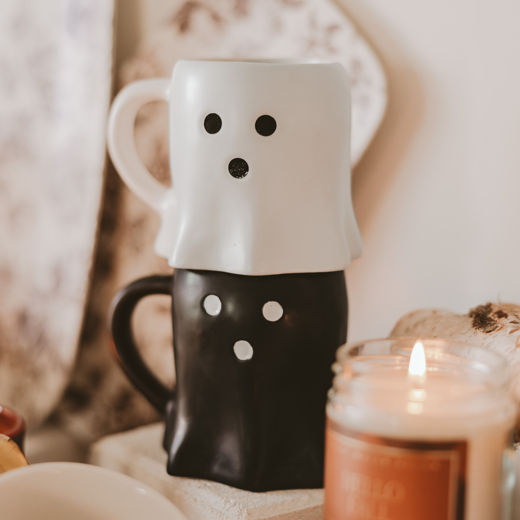 Black Ghost Coffee Mug - Halloween & Fall Decor