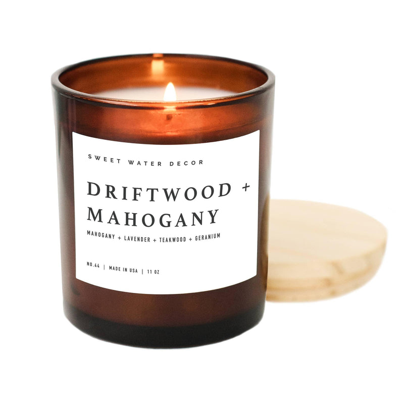 Driftwood and Mahogany 11 oz Soy Candle - Home Decor & Gifts - Mae It Be Home