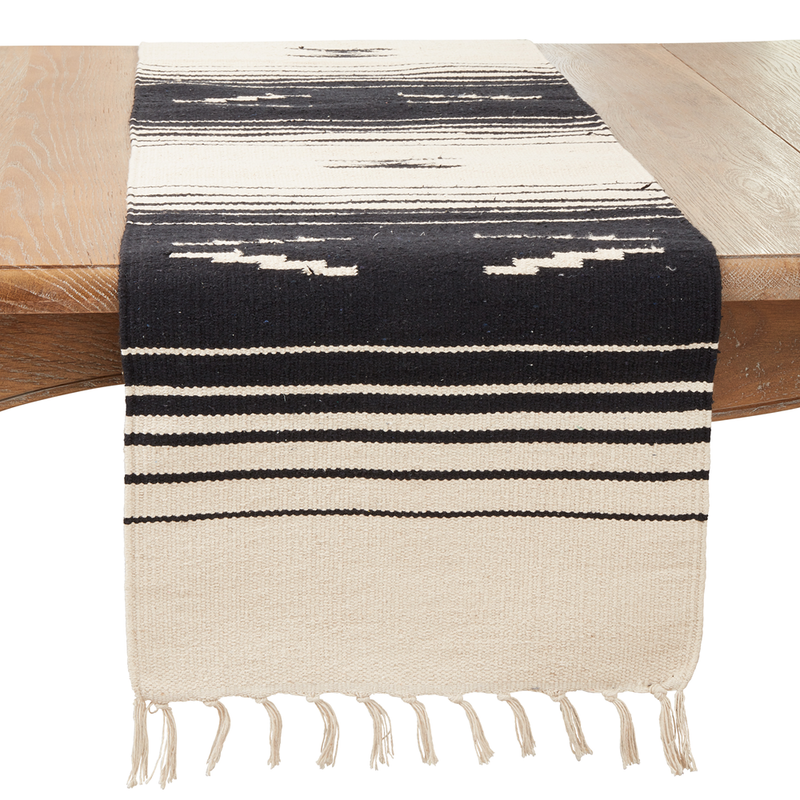 Black & Natural Southwestern Table Runner
