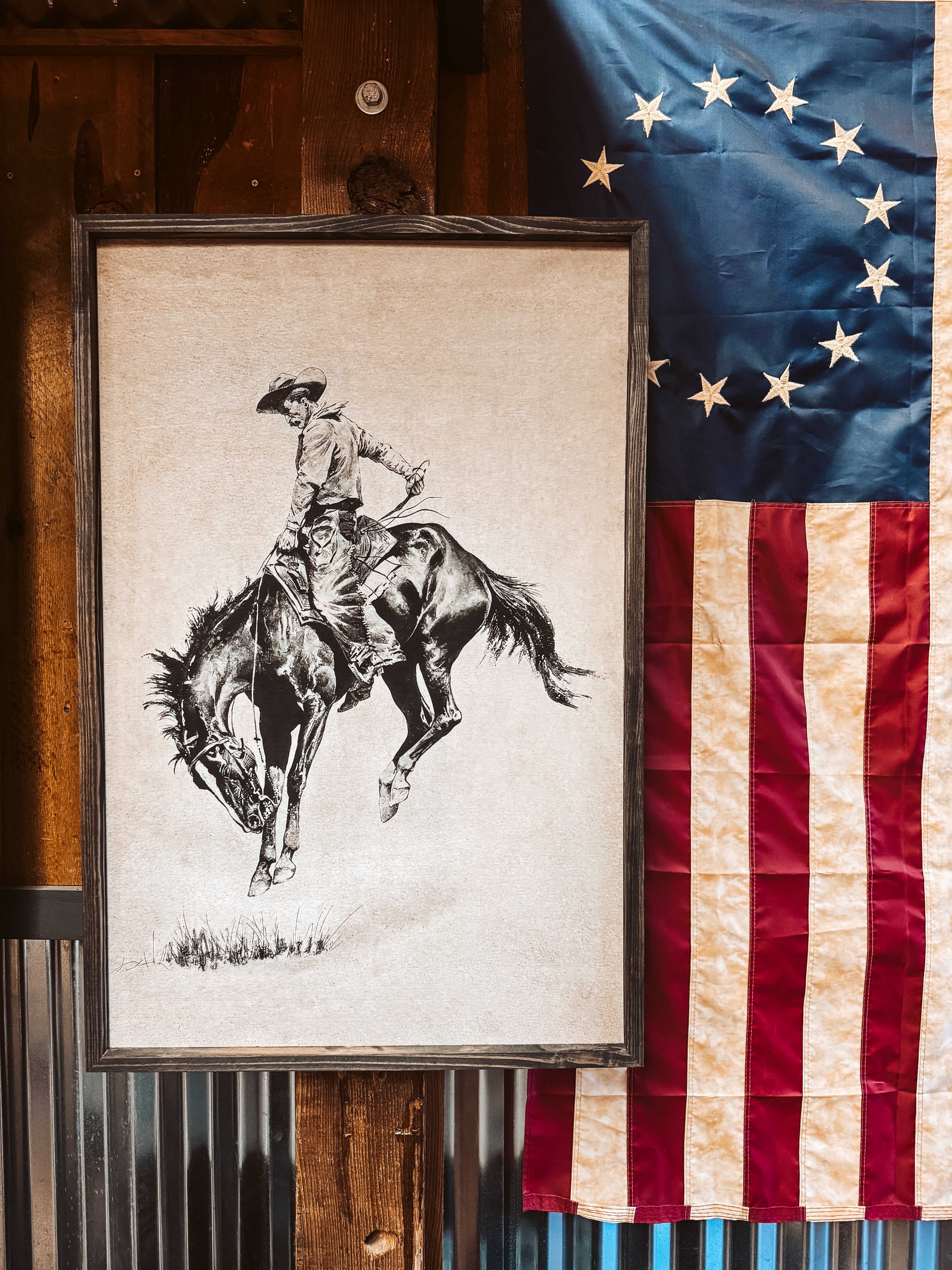 The Frontier Rider - Wood Framed Wall Art