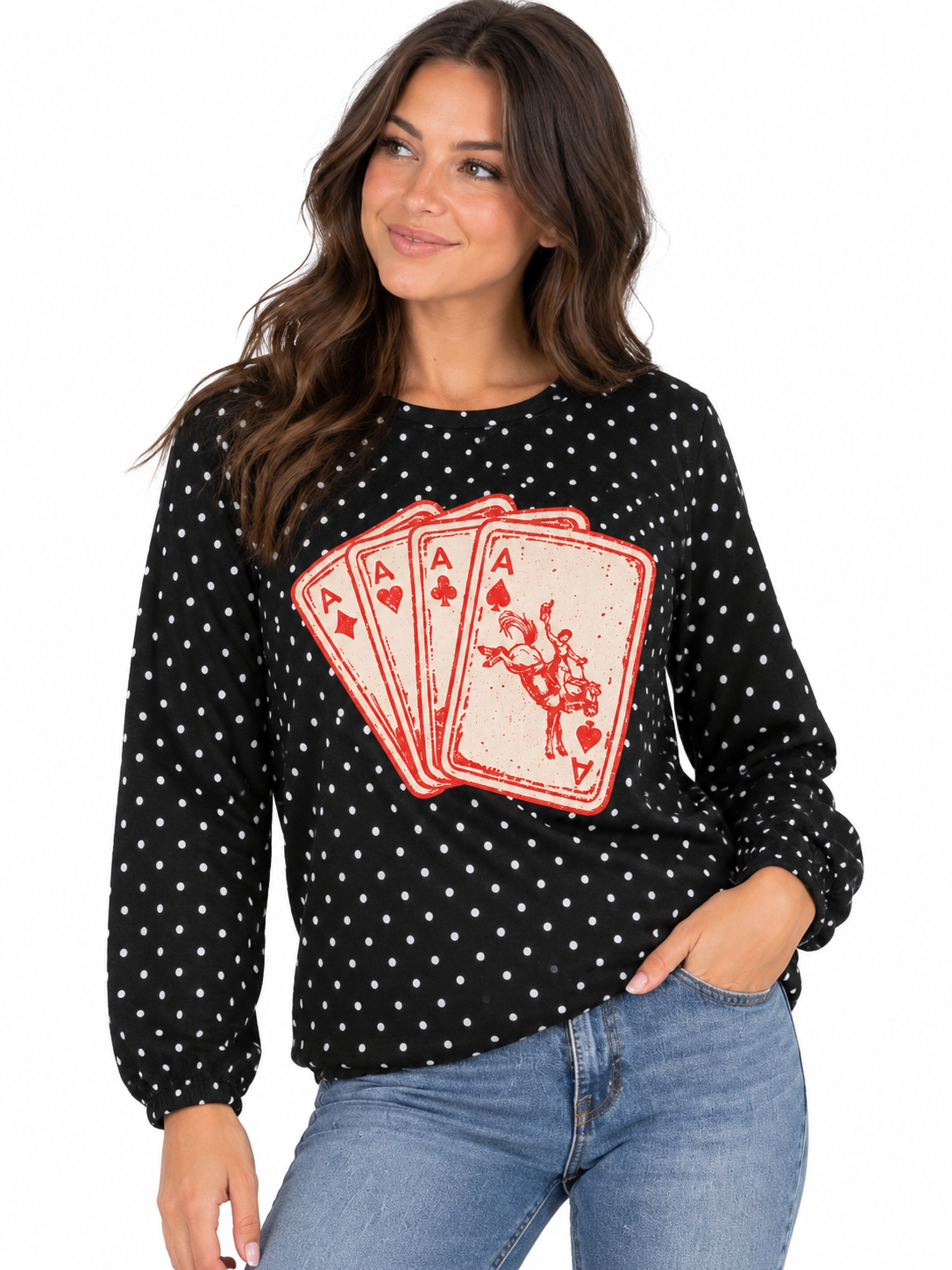 Ace in the Hole Polka Dot Long Sleeve Tee