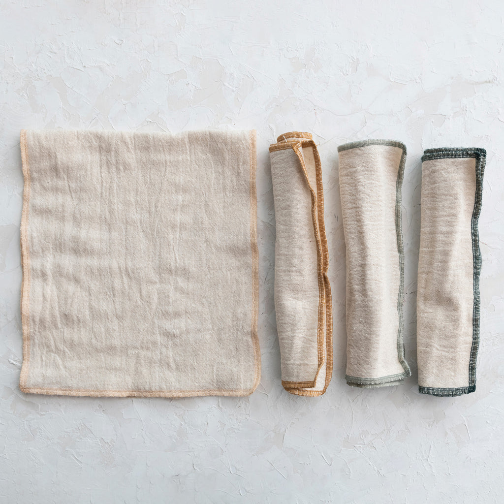 Cotton Double Cloth Burp Cloth with Constrasting Edge