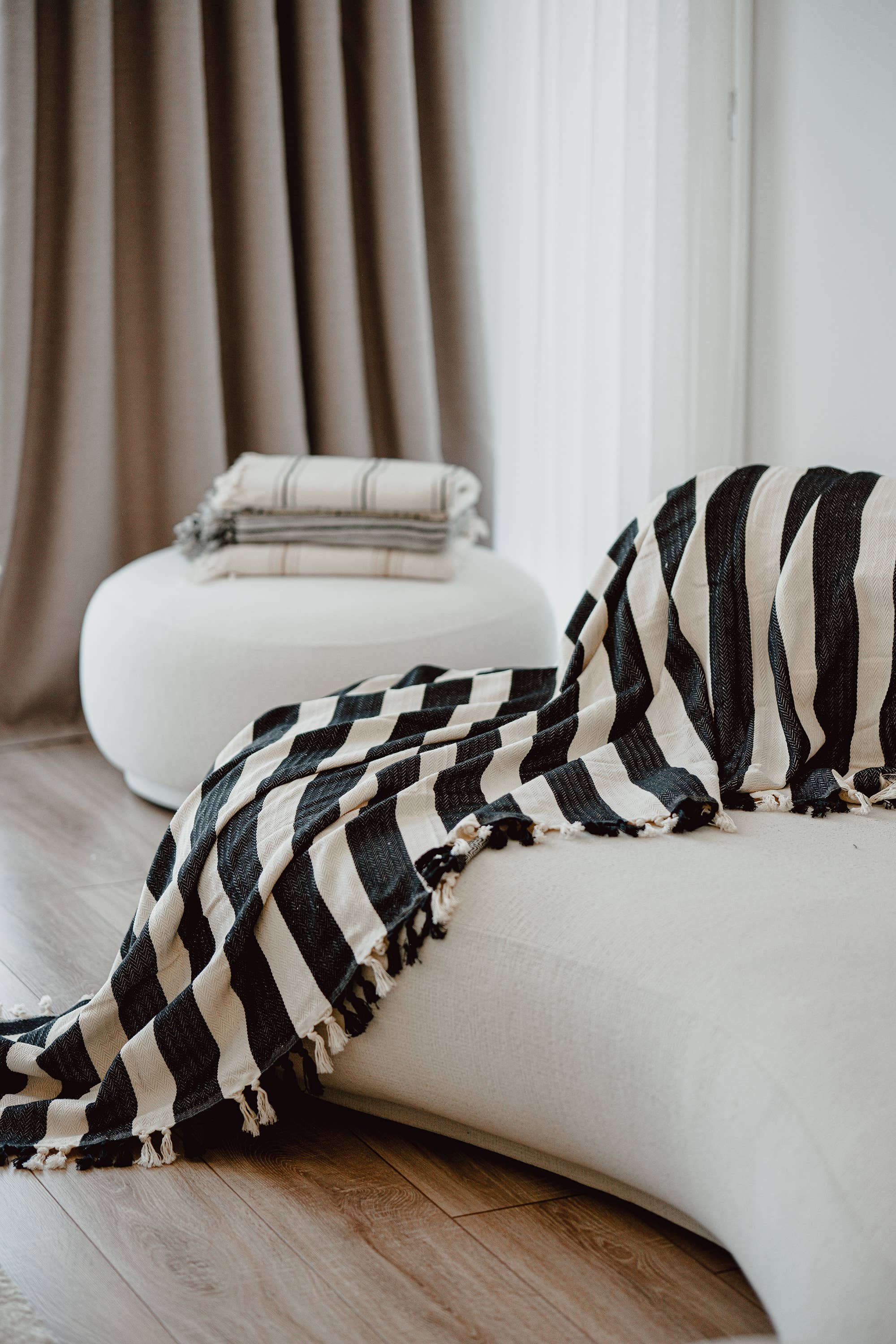 100% Cotton Black Throw Blanket