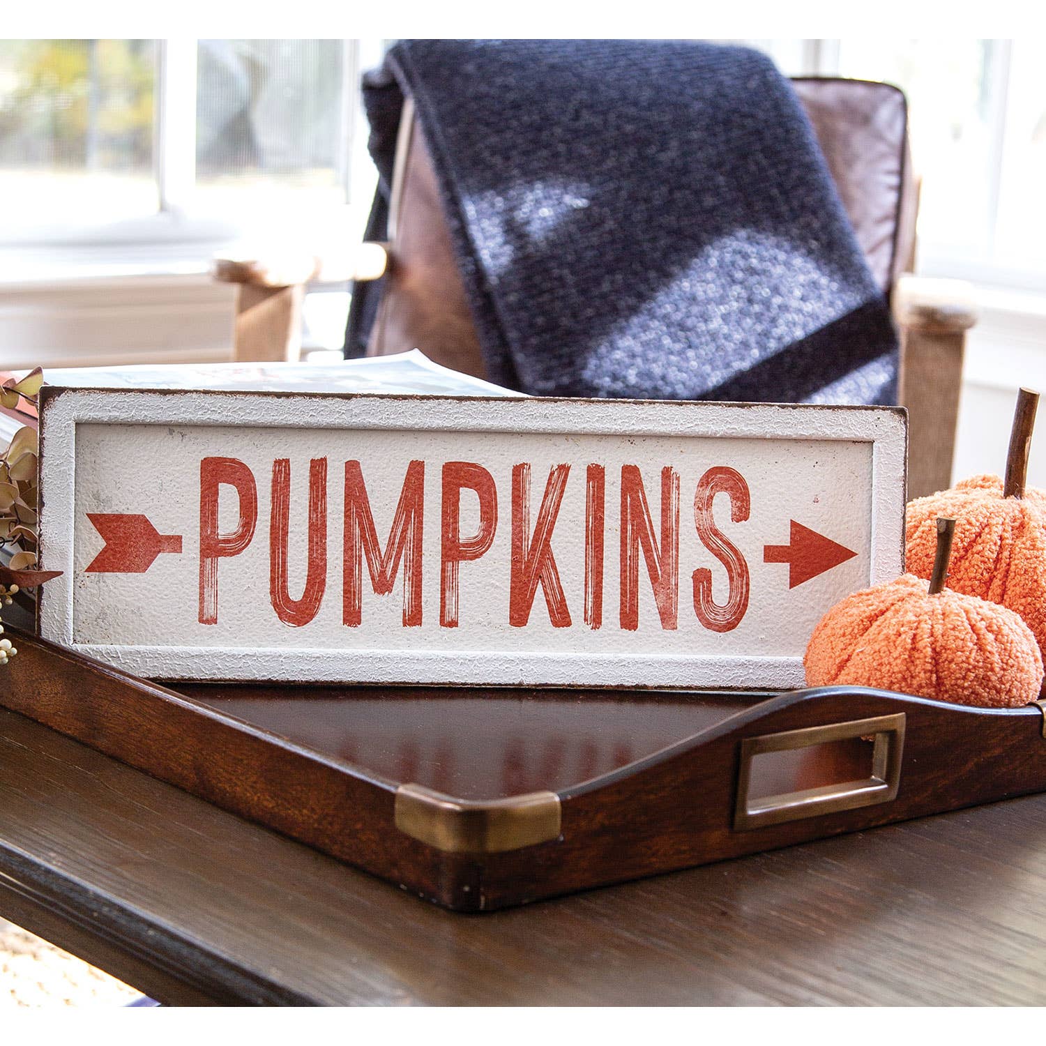 Pumpkins Arrow Rustic Metal Sign
