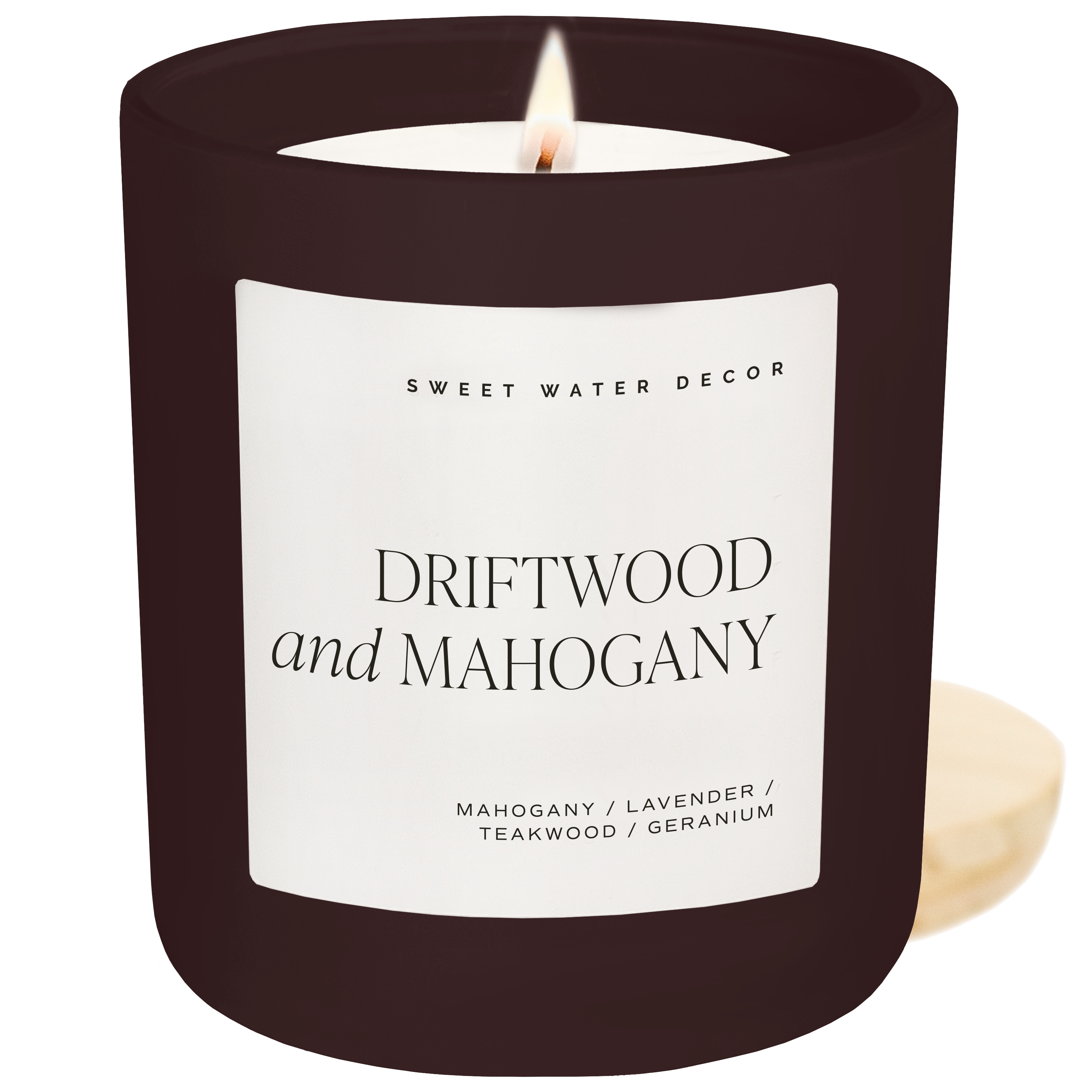 Driftwood and Mahogany 15 oz Soy Candle, Matte Jar