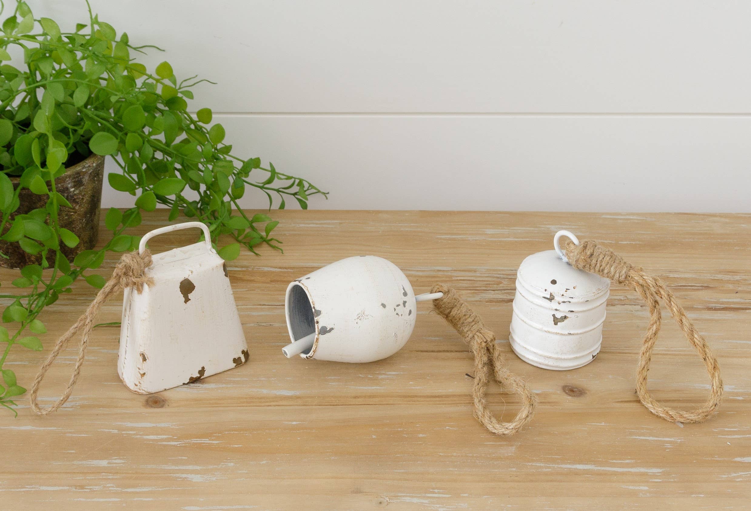 White Distressed Cow Bells