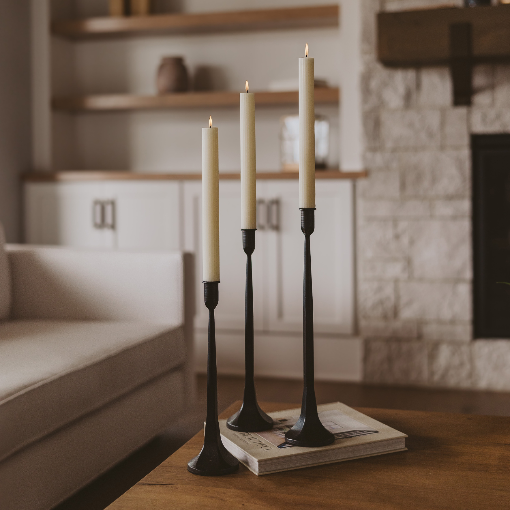Cast Iron Taper Candle Holders, Set of 3 - Home Decor