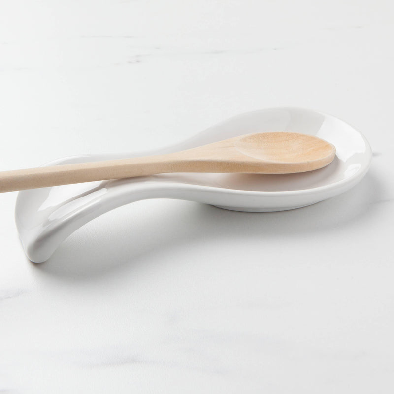 White Stoneware Spoon Rest - Mae It Be Home