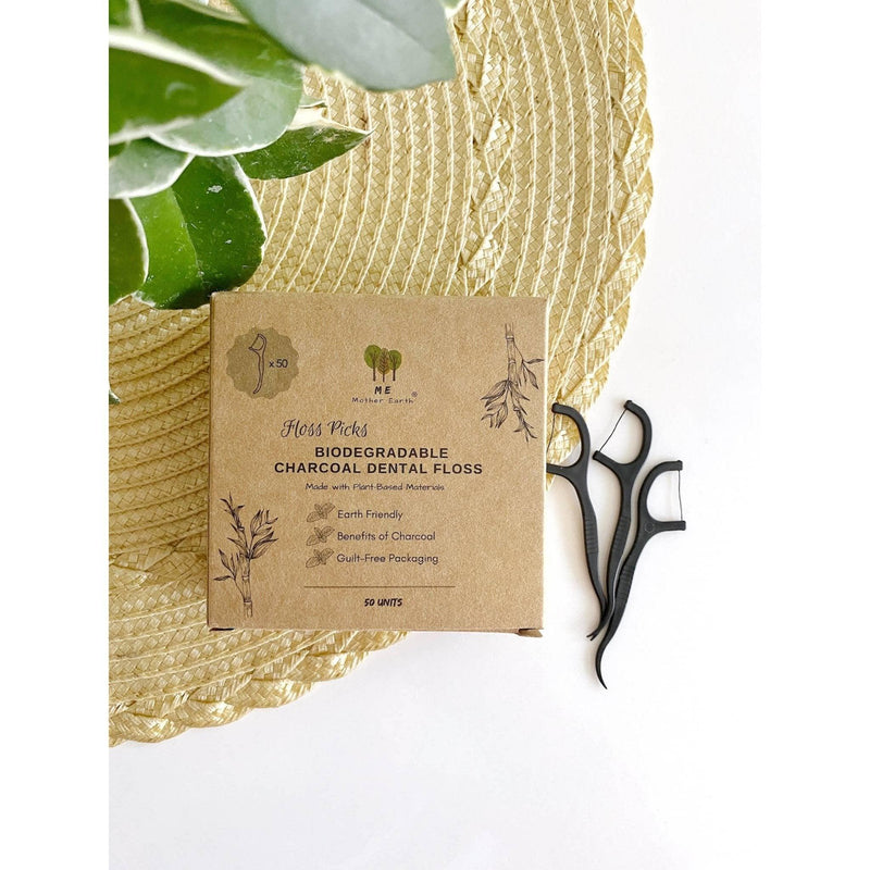 Biodegradable Charcoal Dental Floss Picks - Mae It Be Home