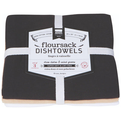 Black Oyster White Floursack Dishtowels Set of 3 - Mae It Be Home