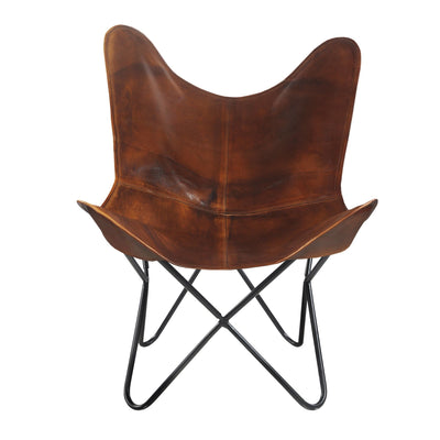 Brown Leather Butterfly Chair - Mae It Be Home