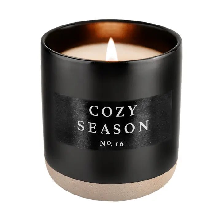 Cozy Season - 12 oz Black Stoneware Jar Candle - Mae It Be Home