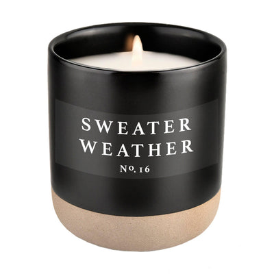 Sweater Weather Soy Candle - Black Stoneware Jar - 12 oz - Mae It Be Home