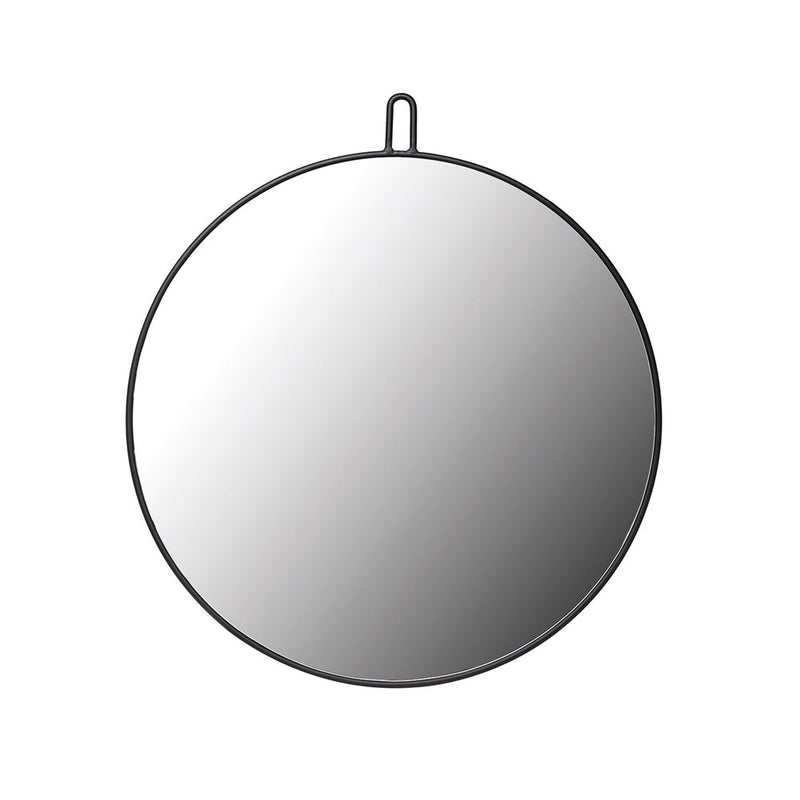 Round Black Metal Framed Mirror