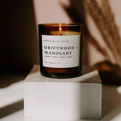Driftwood and Mahogany 11 oz Soy Candle - Home Decor & Gifts - Mae It Be Home