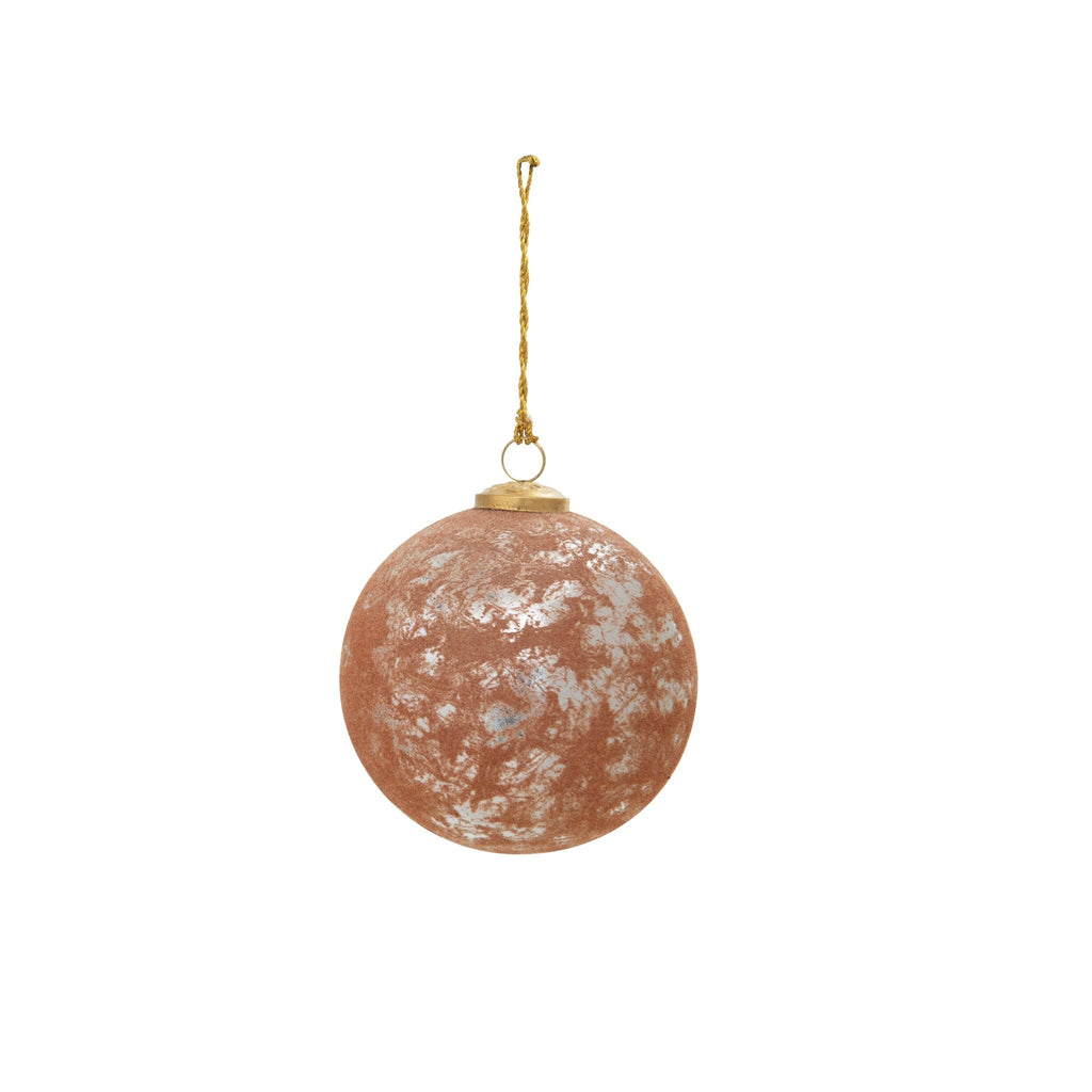 Flocked Mercury Glass Ball Ornament - Mae It Be Home
