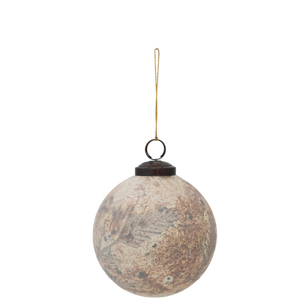 Glass Ball Ornament with Leaf Pattern - Mae It Be Home