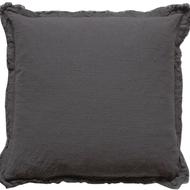 Gray Fringe Pillow with Insert - Mae It Be Home