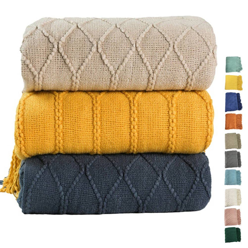 Grey Rhombus Diamond Knit 50x60 Inch Throw Blanket - Mae It Be Home