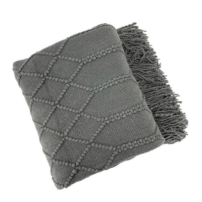 Grey Rhombus Diamond Knit 50x60 Inch Throw Blanket - Mae It Be Home