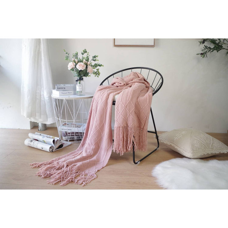 Grey Rhombus Diamond Knit 50x60 Inch Throw Blanket - Mae It Be Home