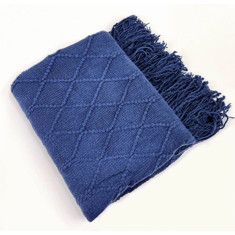 Grey Rhombus Diamond Knit 50x60 Inch Throw Blanket - Mae It Be Home