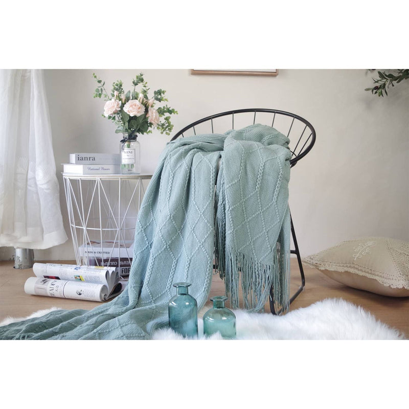 Grey Rhombus Diamond Knit 50x60 Inch Throw Blanket - Mae It Be Home