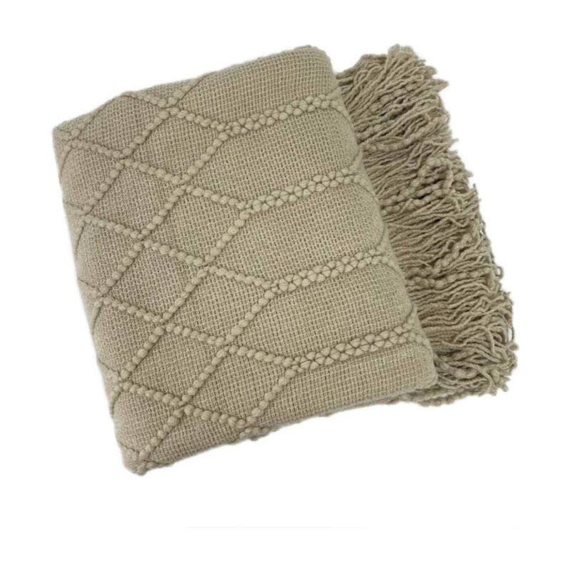 Grey Rhombus Diamond Knit 50x60 Inch Throw Blanket - Mae It Be Home