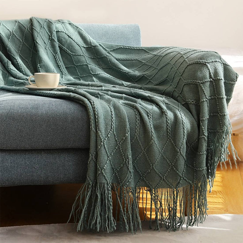 Grey Rhombus Diamond Knit 50x60 Inch Throw Blanket - Mae It Be Home