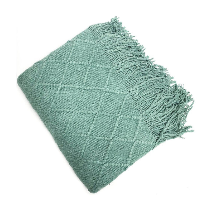 Grey Rhombus Diamond Knit 50x60 Inch Throw Blanket - Mae It Be Home