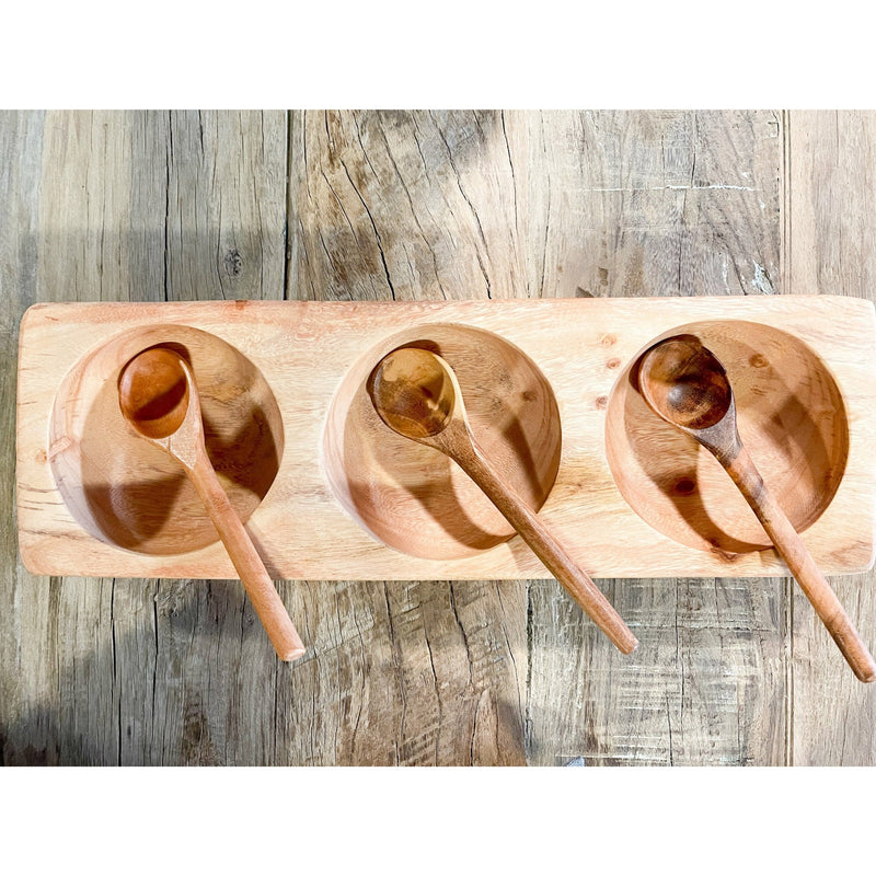 Guamuchil Wood 3-Section Salsa Dish - Mae It Be Home