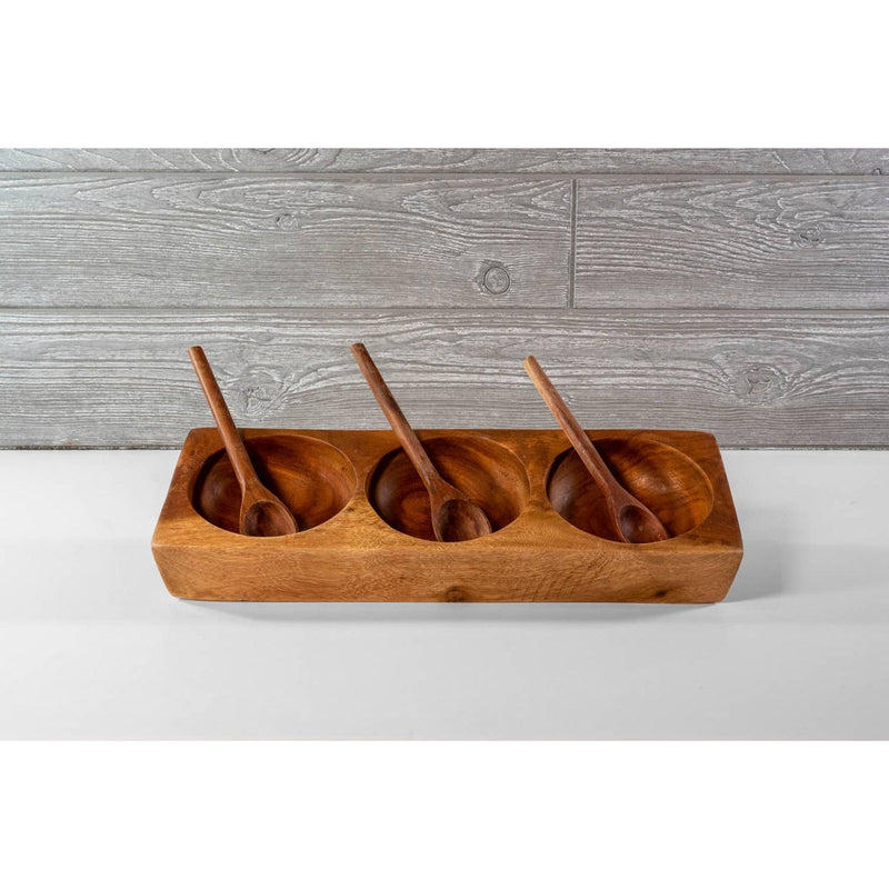 Guamuchil Wood 3-Section Salsa Dish - Mae It Be Home