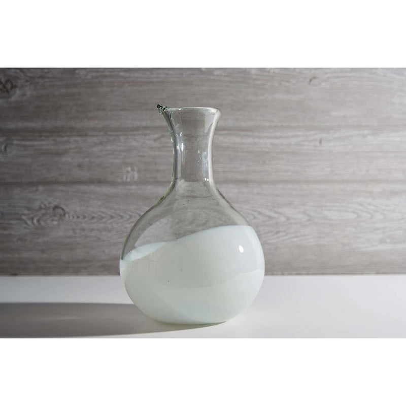 Handblown Glass Carafe - White Base - Mae It Be Home