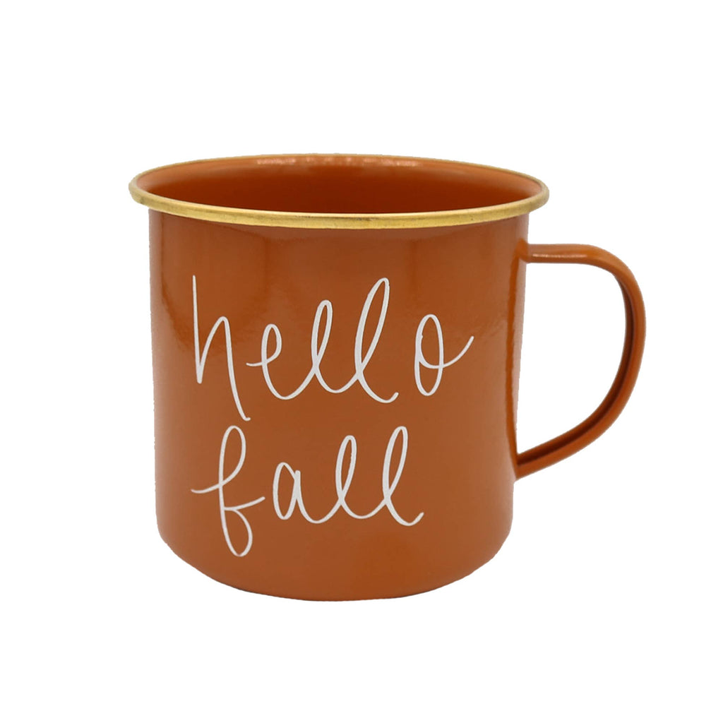 Hello Fall - Burnt Orange Campfire Coffee Mug - 18 oz - Mae It Be Home