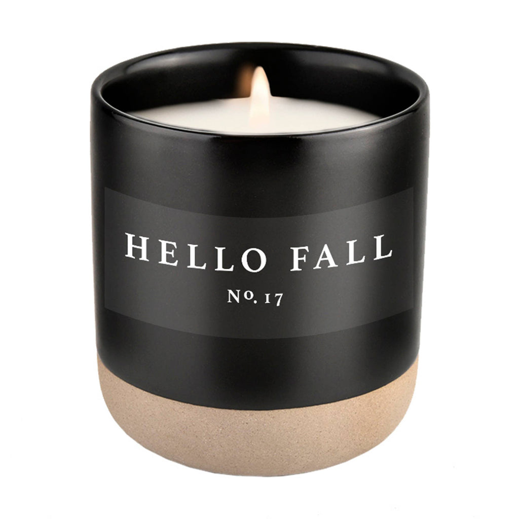 Hello Fall Soy Candle - Black Stoneware Jar - 12 oz - Mae It Be Home