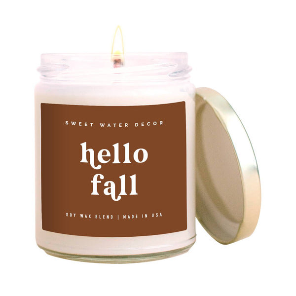 Hello Fall Soy Candle - Clear Jar - 9 oz - Mae It Be Home