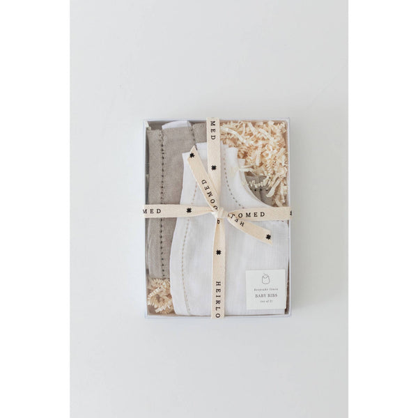 Linen Keepsake Baby Bib Gift Set - Mae It Be Home