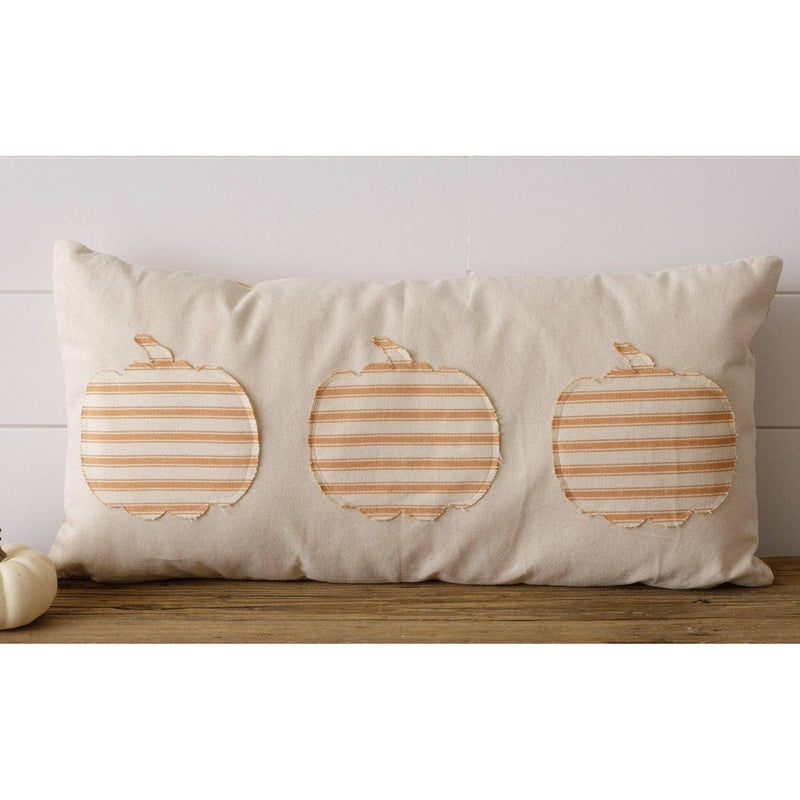 Orange Grain Sack Stripe Pumpkin Patch Pillow (PC) - Mae It Be Home