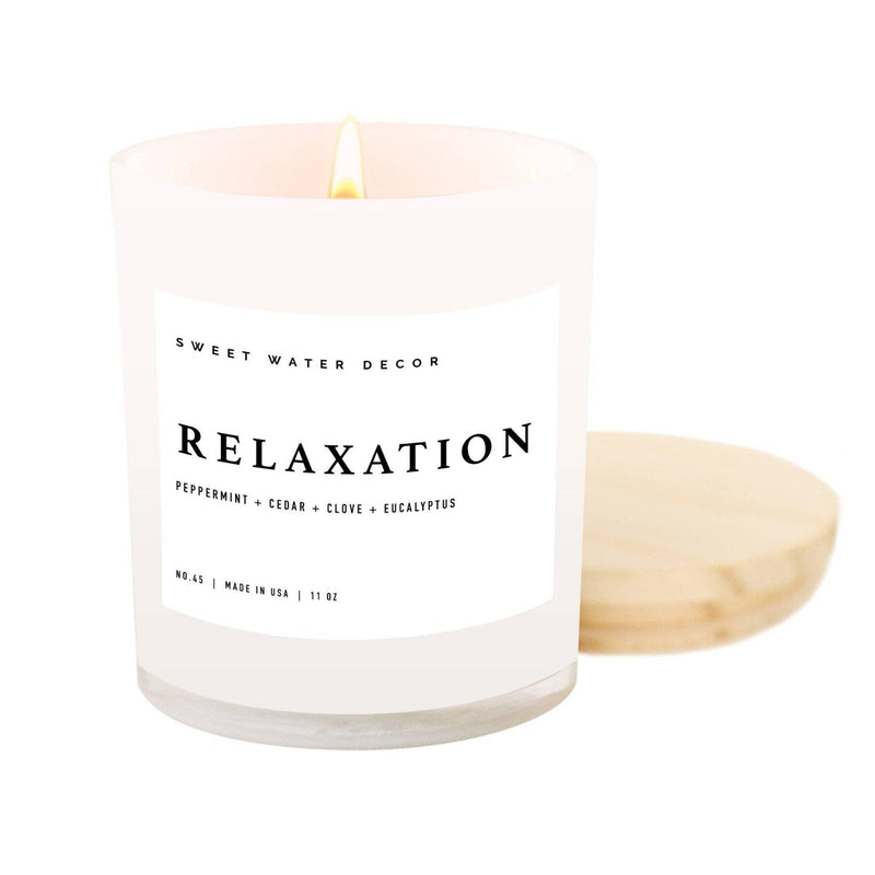 Relaxation Soy Candle - White Jar - 11 oz - Mae It Be Home