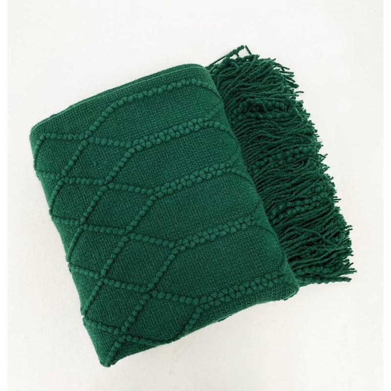 Rhombus Diamond Knit 50x60 Inch Throw Blanket: Camel - Mae It Be Home